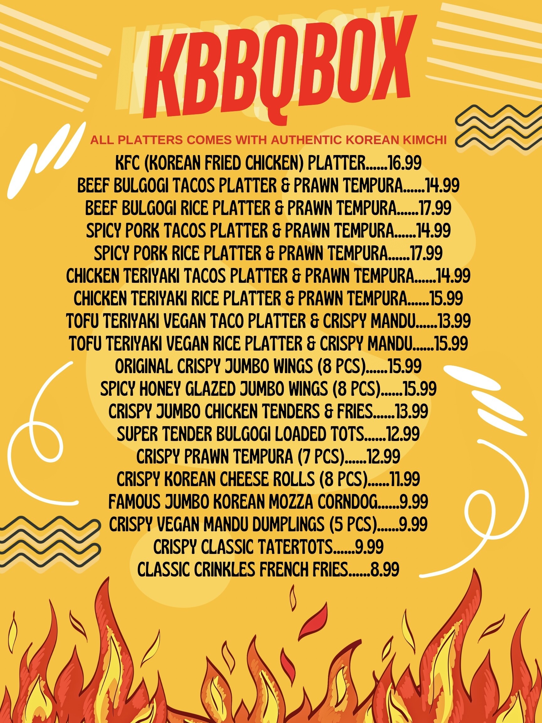 KBBQBOX Menu